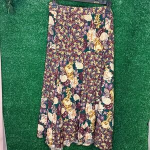 Vintage 90s Susan Bristol Floral Patchwork Midi Skirt Women's Small Made in USA